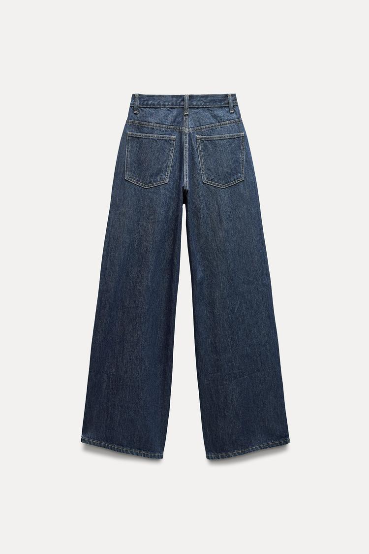 High Rise Wide Leg Crossover Waistband Jeans