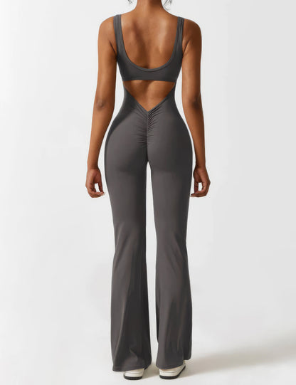 DEMI | V-BACK FLARED JUMPSUIT