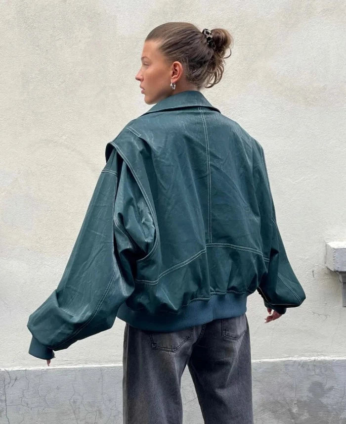 Kellyova™️ - Oversized Leather Jacket