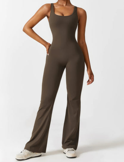 DEMI | V-BACK FLARED JUMPSUIT