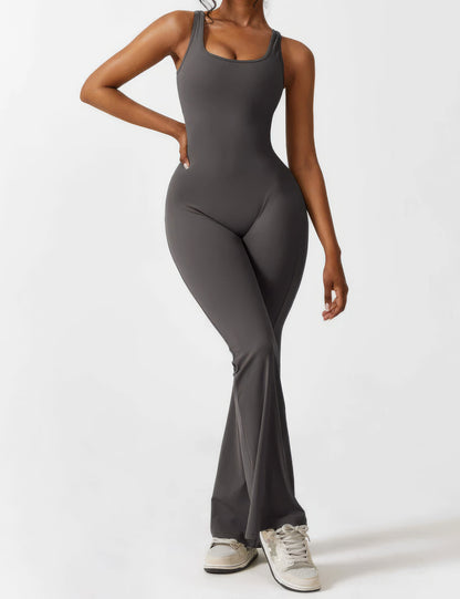 DEMI | V-BACK FLARED JUMPSUIT