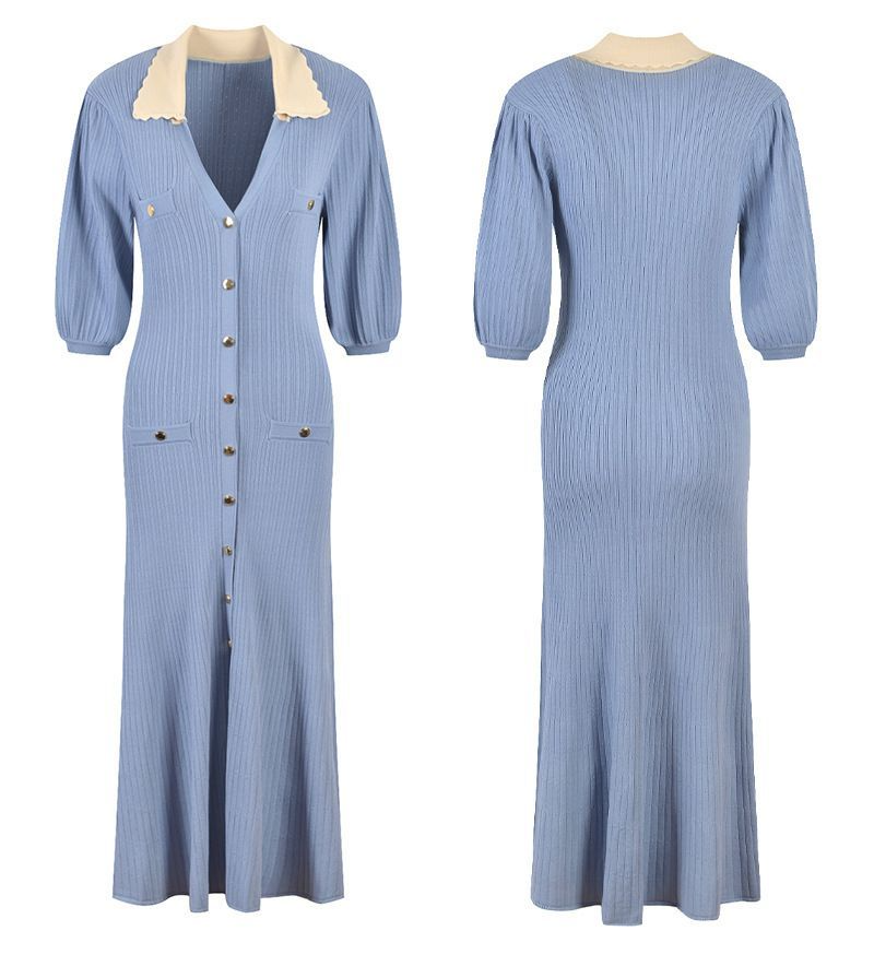 Sandra Collared Midi Dress in Knit