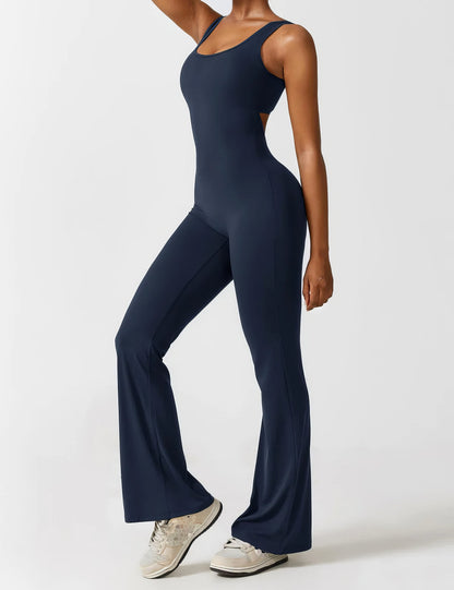 DEMI | V-BACK FLARED JUMPSUIT