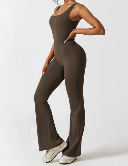 DEMI | V-BACK FLARED JUMPSUIT