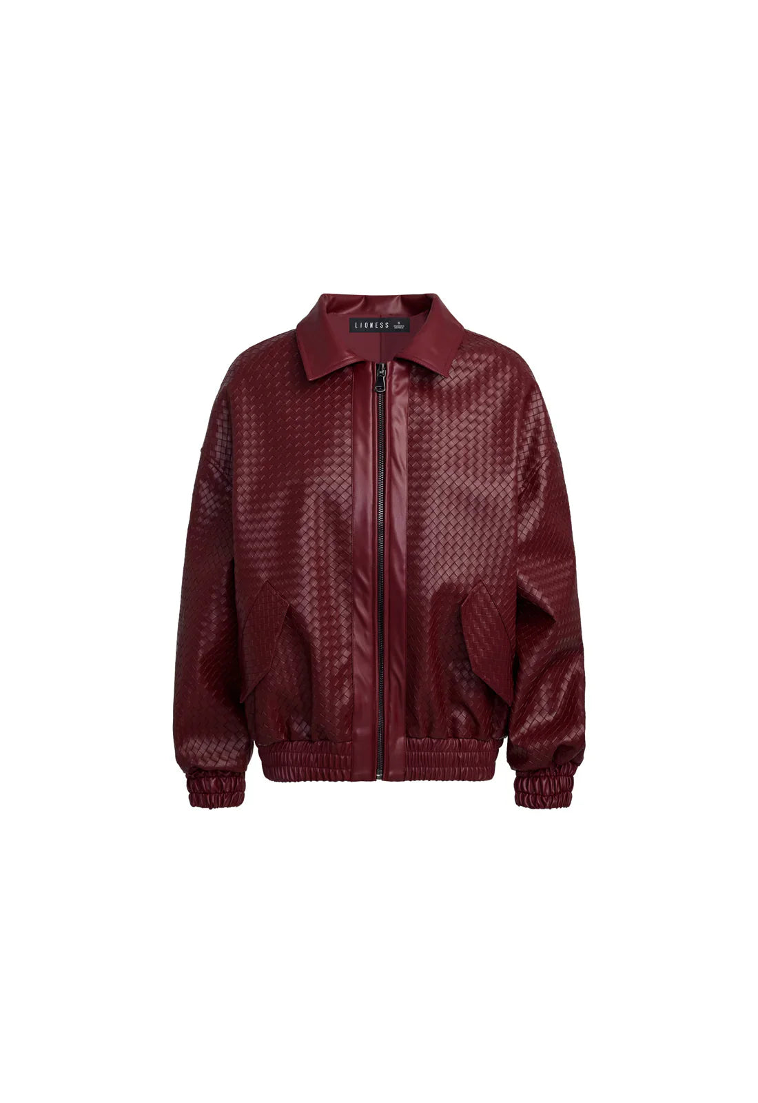 KENNY WOVEN FAUX LEATHER BOMBER JACKET