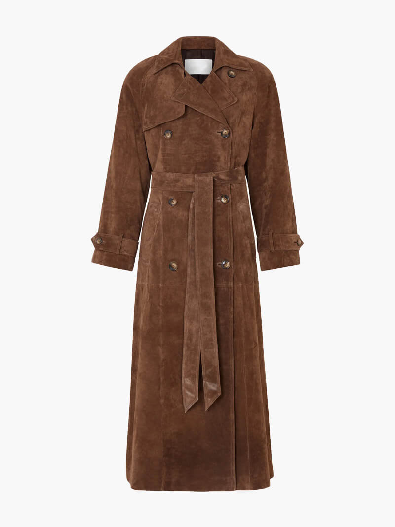 Solana - Faux Suede Trench Coat