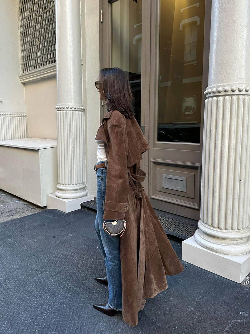 Solana - Faux Suede Trench Coat