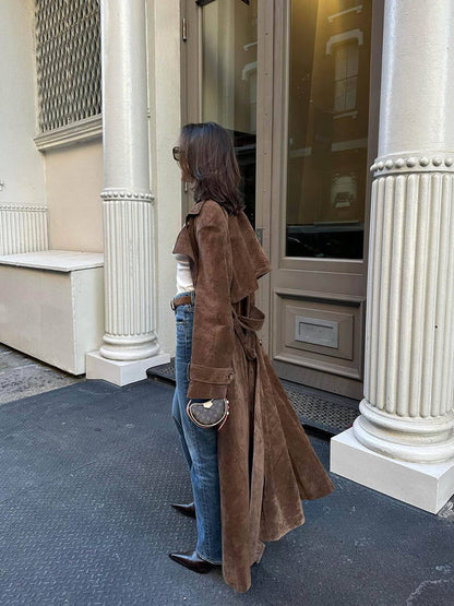 Solana - Faux Suede Trench Coat